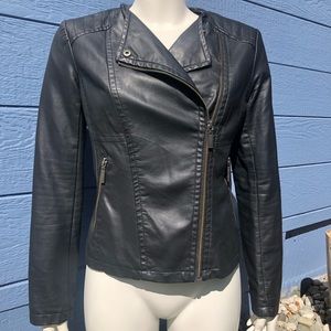 Black faux leather biker jacket